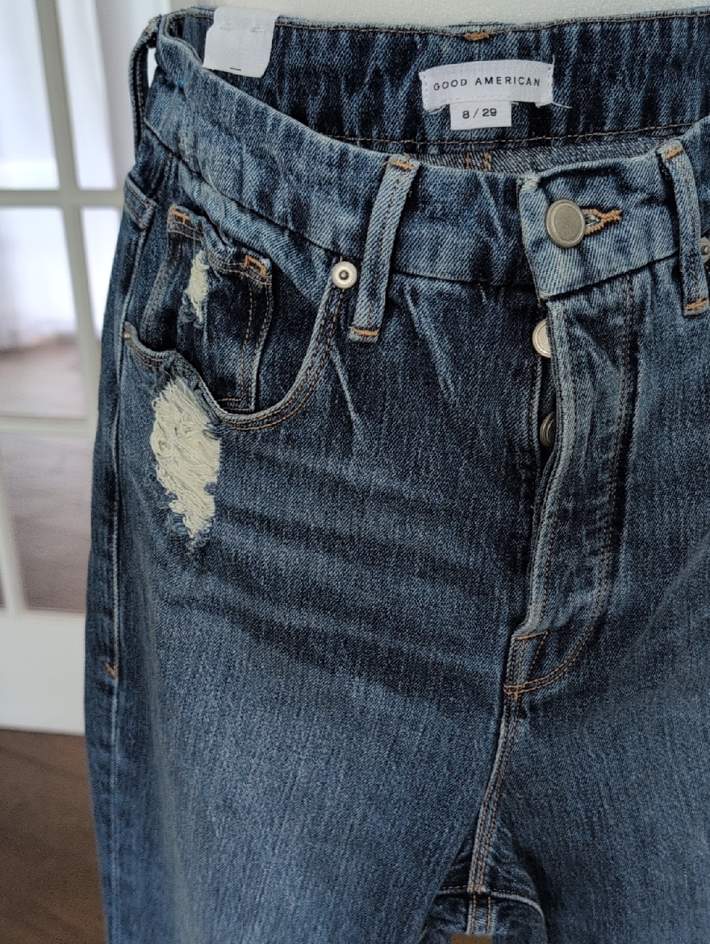 New Good American Good Boy Double Slit Ankle Jeans Size 8 - Picture 7 of 17